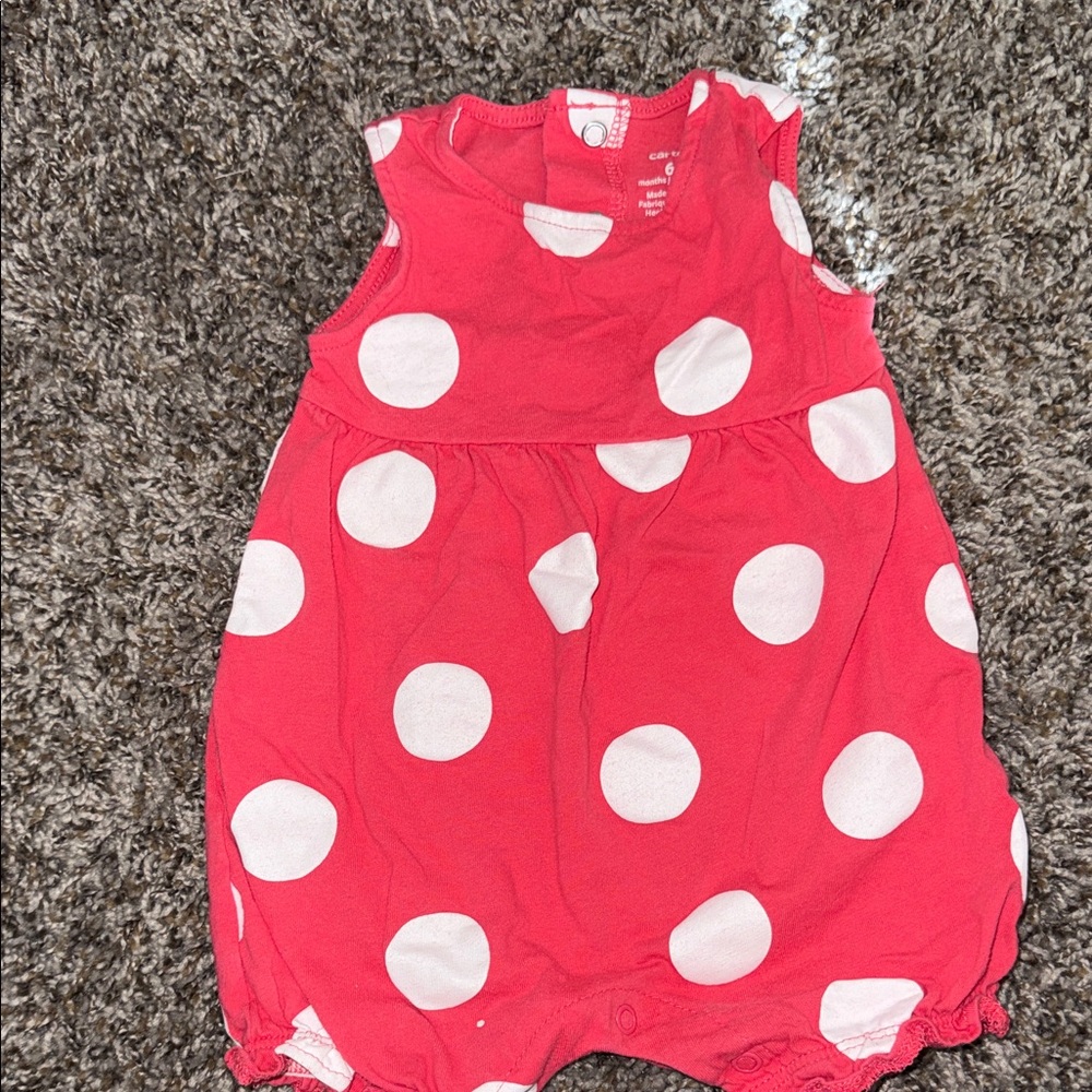 Carter's Red Romper with White Polka Dots